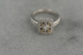 V and Co 18ct white gold Art Deco diamond panel ring, size M and a half