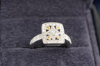V and Co 18ct white gold Art Deco diamond panel ring, size M and a half