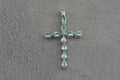 9ct white gold London blue topaz cross pendant