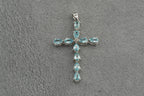 9ct white gold London blue topaz cross pendant