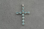 9ct white gold London blue topaz cross pendant