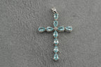 9ct white gold London blue topaz cross pendant