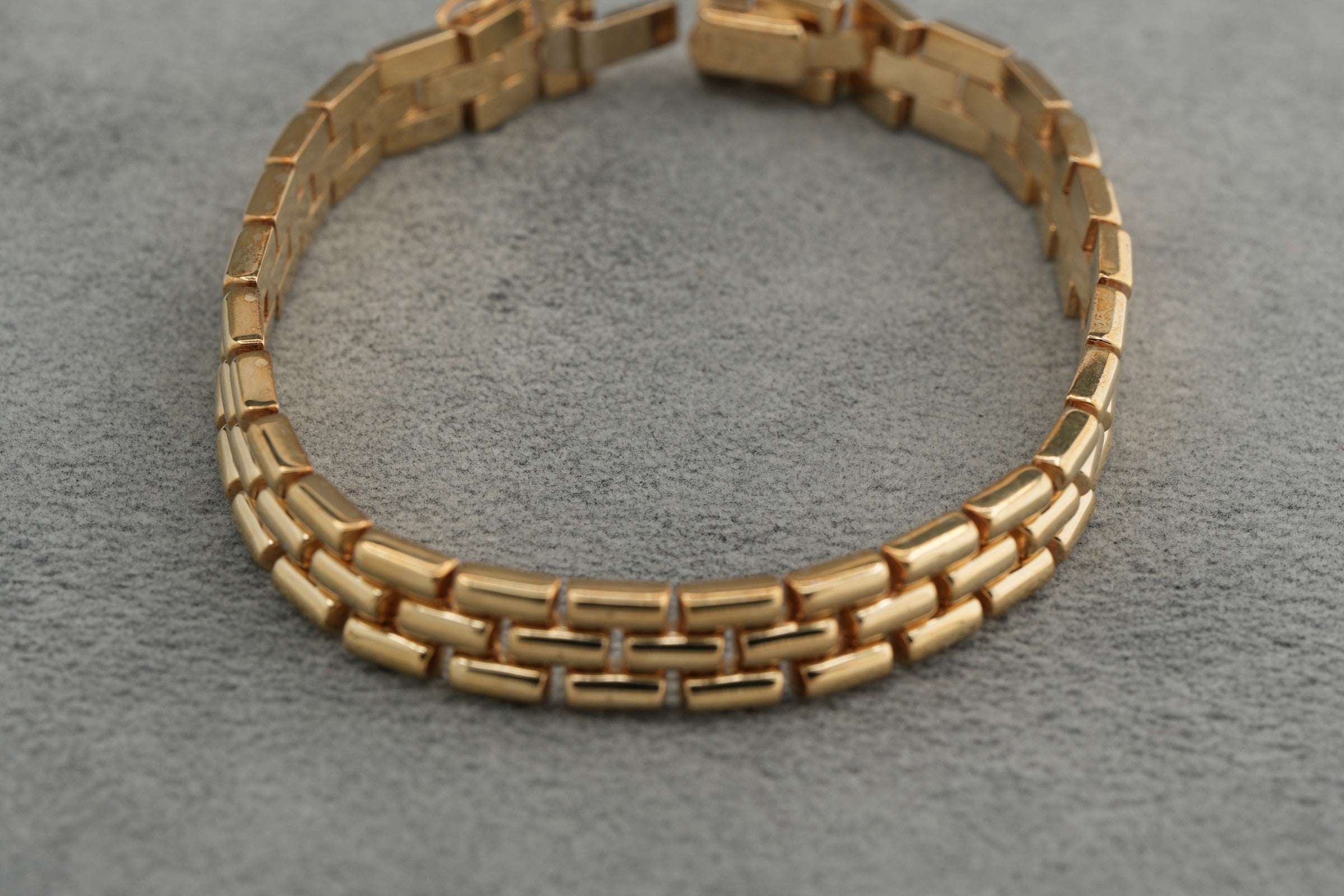 9ct yellow gold Italian brick link bracelet, hallmarked