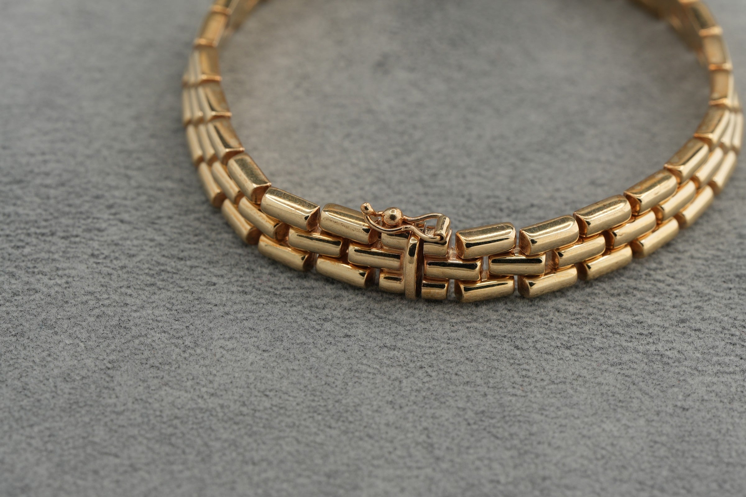 9ct yellow gold Italian brick link bracelet, hallmarked