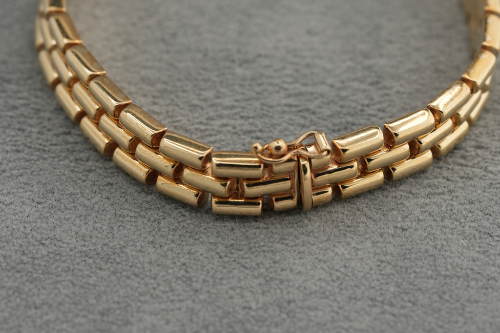 9ct yellow gold Italian brick link bracelet, hallmarked