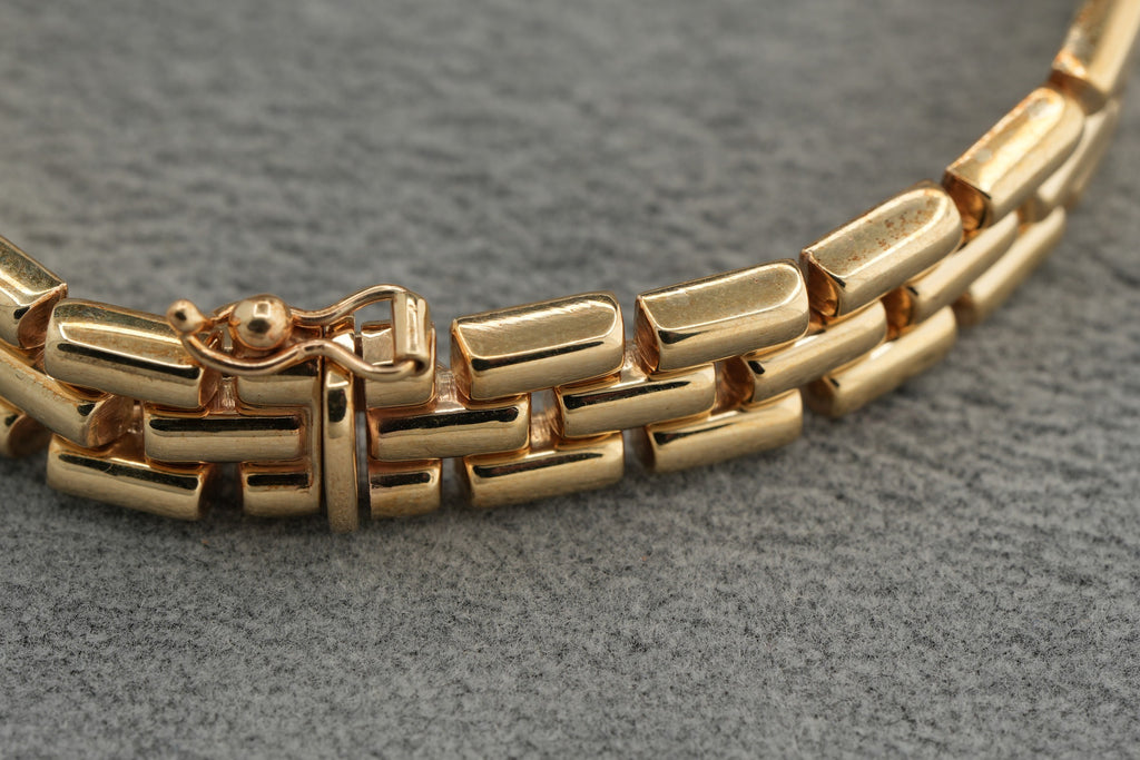 9ct yellow gold Italian brick link bracelet, hallmarked