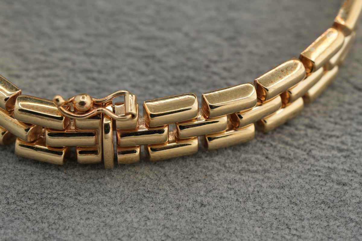 9ct yellow gold Italian brick link bracelet, hallmarked
