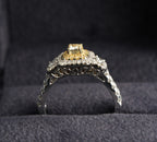 Effy 18ct white gold fancy yellow diamond double halo ring, Birmingham hallmarked EEC