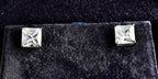9ct white gold princess cut cubic zirconia stud earrings, boxed