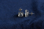 9ct white gold princess cut cubic zirconia stud earrings, boxed