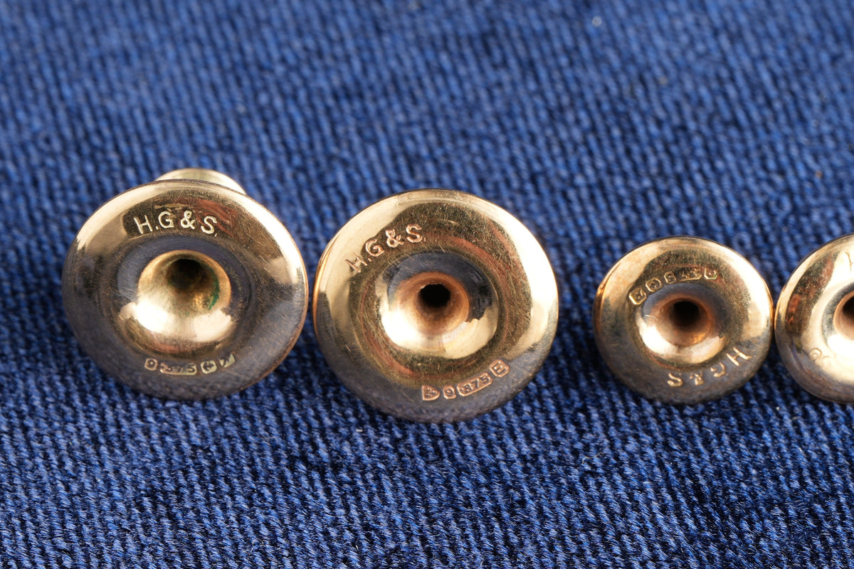 9ct gold dress studs, set of four, Birmingham hallmarked