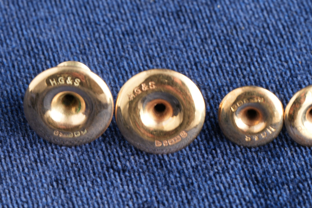 9ct gold dress studs, set of four, Birmingham hallmarked