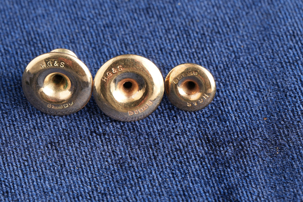 9ct gold dress studs, set of four, Birmingham hallmarked