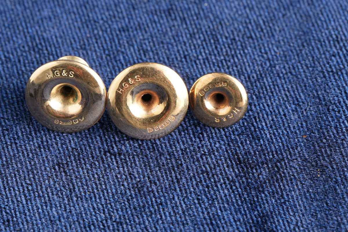 9ct gold dress studs, set of four, Birmingham hallmarked