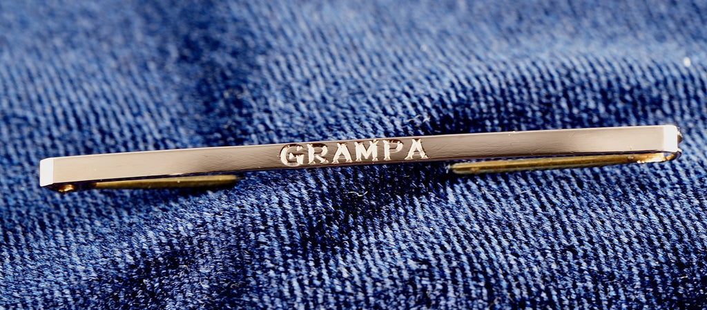 9ct gold GRAMPA bar brooch, Birmingham hallmarked