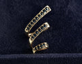 9ct gold spiral scarf slide, dark blue stones, Birmingham hallmarked