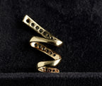 9ct gold spiral scarf slide, dark blue stones, Birmingham hallmarked