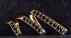 9ct gold spiral scarf slide, dark blue stones, Birmingham hallmarked