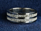Platinum 950 princess cut diamond half eternity ring, Birmingham hallmarked, size V