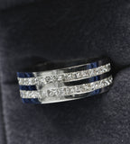 Platinum 950 princess cut diamond half eternity ring, Birmingham hallmarked, size V