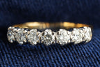 18ct gold seven stone diamond half hoop ring, Sheffield hallmarked, size R
