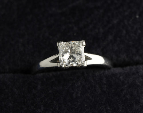 Platinum 950 princess cut diamond solitaire ring, size J, Birmingham hallmarked