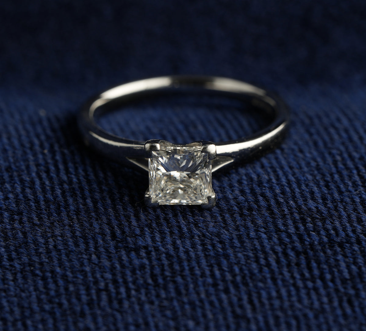 Platinum 950 princess cut diamond solitaire ring, size J, Birmingham hallmarked