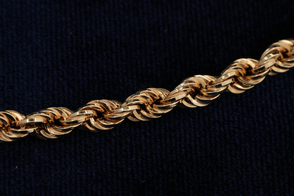 Solid 9ct yellow gold Italian rope chain necklace, 41 cm, Birmingham hallmarked EEC