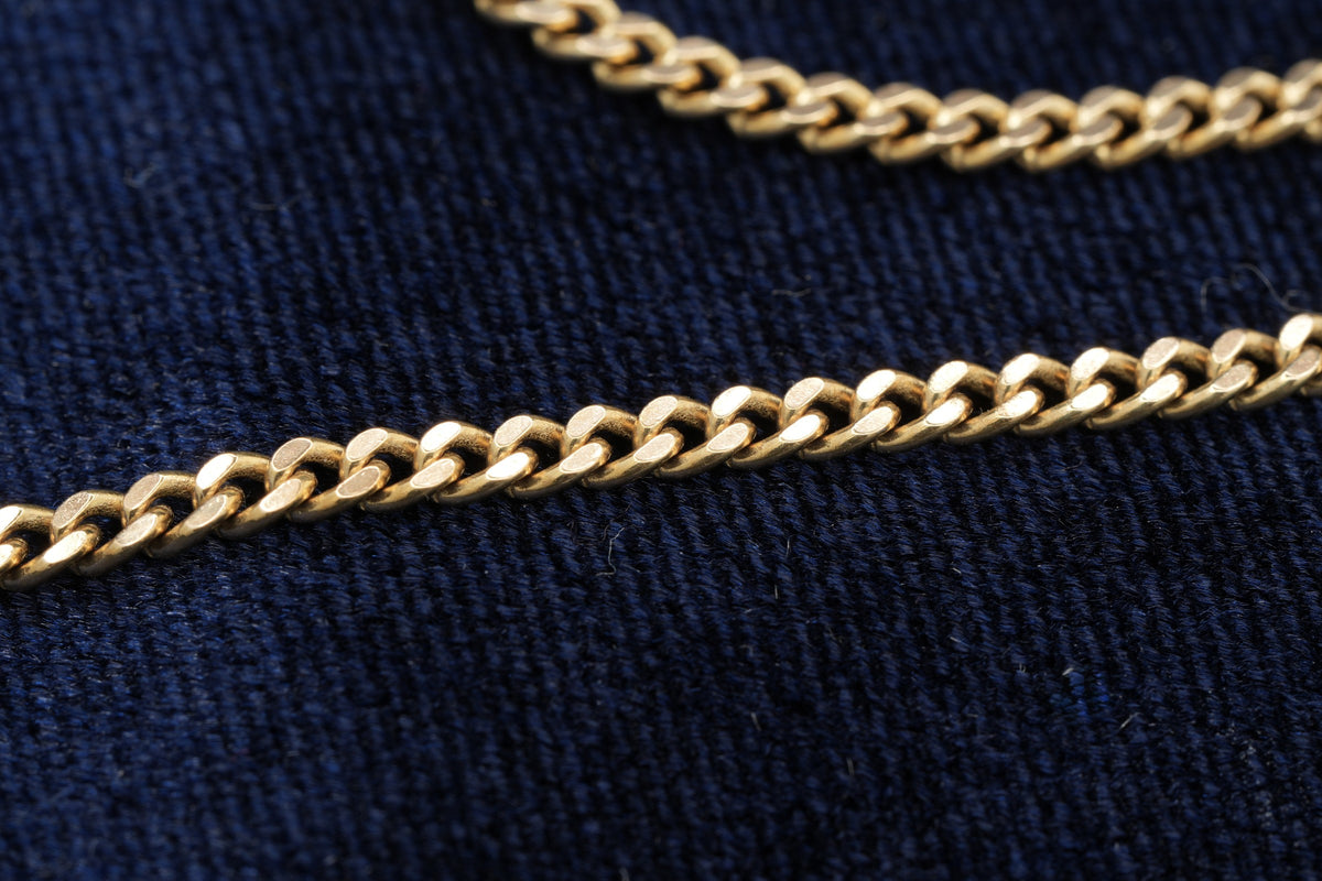 Solid 9ct gold curb chain necklace, 61 cm, UK hallmarked