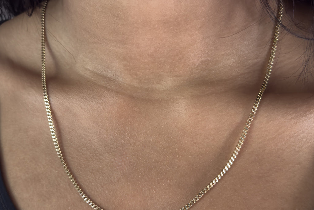 Solid 9ct gold curb chain necklace, 61 cm, UK hallmarked
