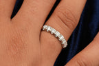 18ct gold seven stone diamond half hoop ring, Sheffield hallmarked, size R