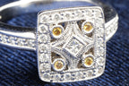 V&Co 18ct white gold Art Deco diamond panel ring, London hallmarked 750