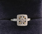 V&Co 18ct white gold Art Deco diamond panel ring, London hallmarked 750
