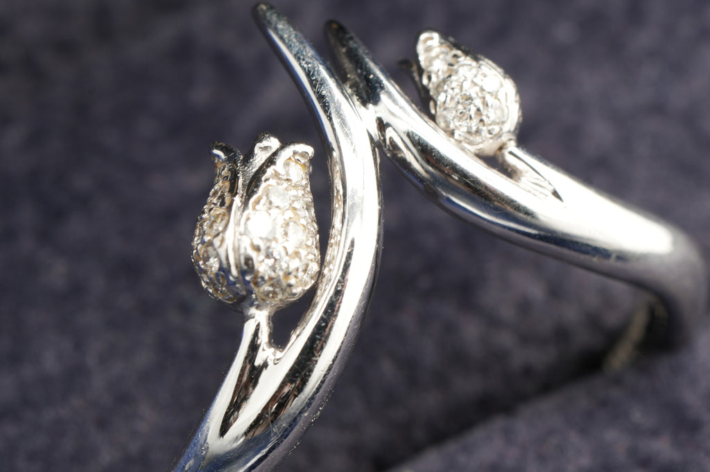 Shaun Leane Maybell 18ct white gold diamond pave ring, London hallmarked, boxed with receipt
