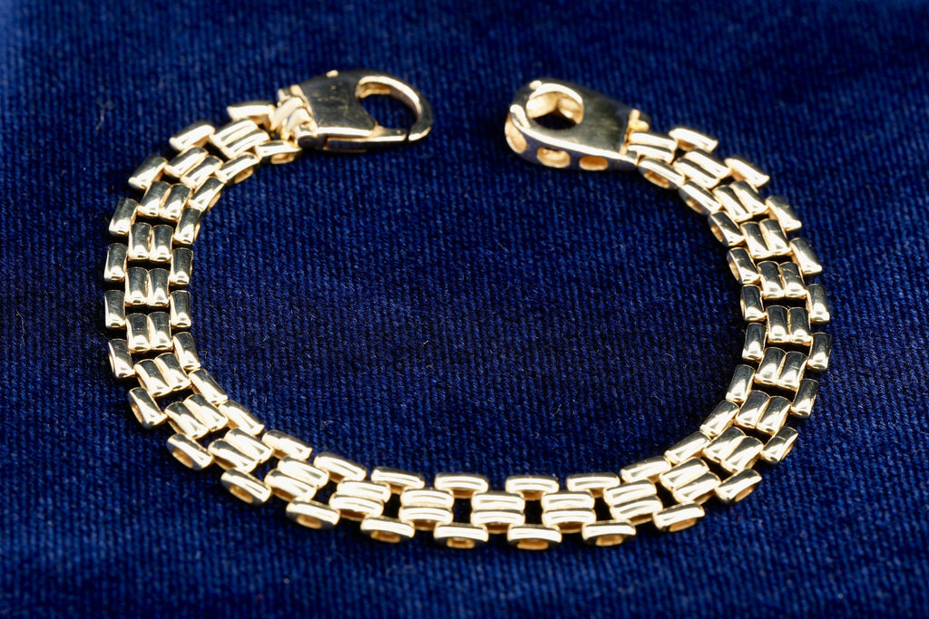 9ct yellow gold open link bracelet, 190 mm, UK hallmarked