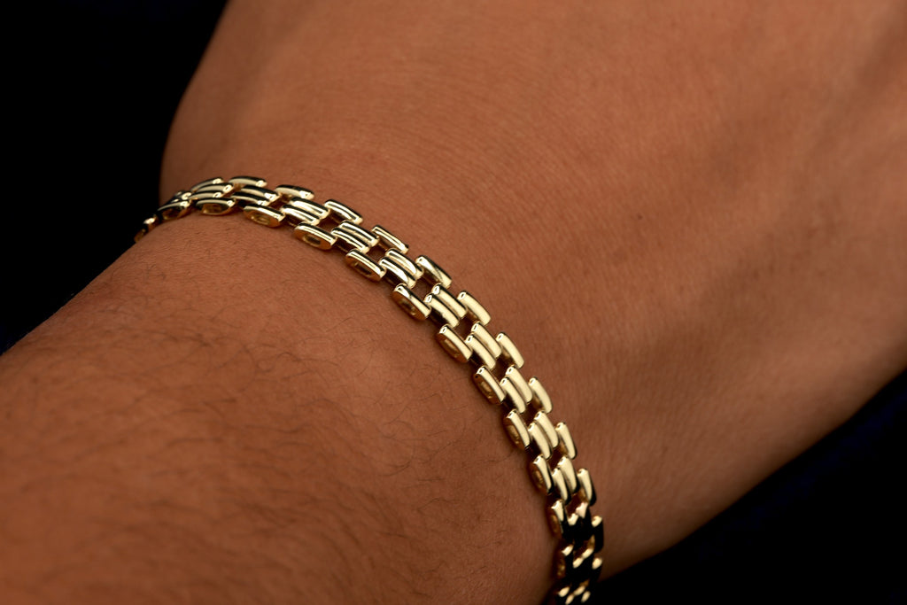9ct yellow gold open link bracelet, 190 mm, UK hallmarked