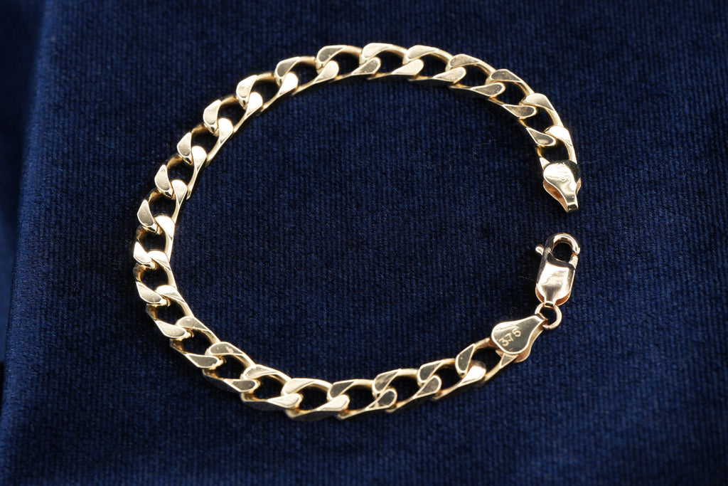 Solid 9ct yellow gold curb bracelet, 18.5 cm, hallmarked