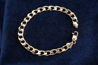 Solid 9ct yellow gold curb bracelet, 18.5 cm, hallmarked