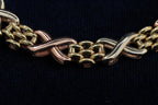 9ct tricolour gold fancy link bracelet, 18.7 cm, Sheffield hallmarked