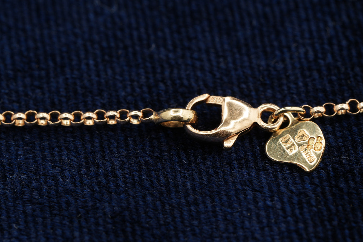 9ct gold fine belcher link necklace, 45.5 cm, Sheffield hallmarked