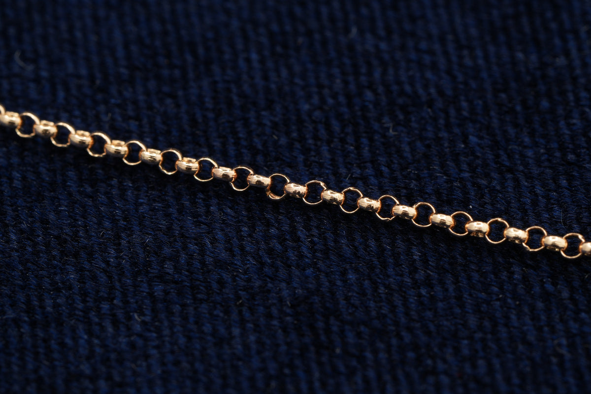 9ct gold fine belcher link necklace, 45.5 cm, Sheffield hallmarked