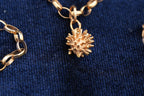 9ct gold belcher chain necklace with hedgehog charm, hallmarked