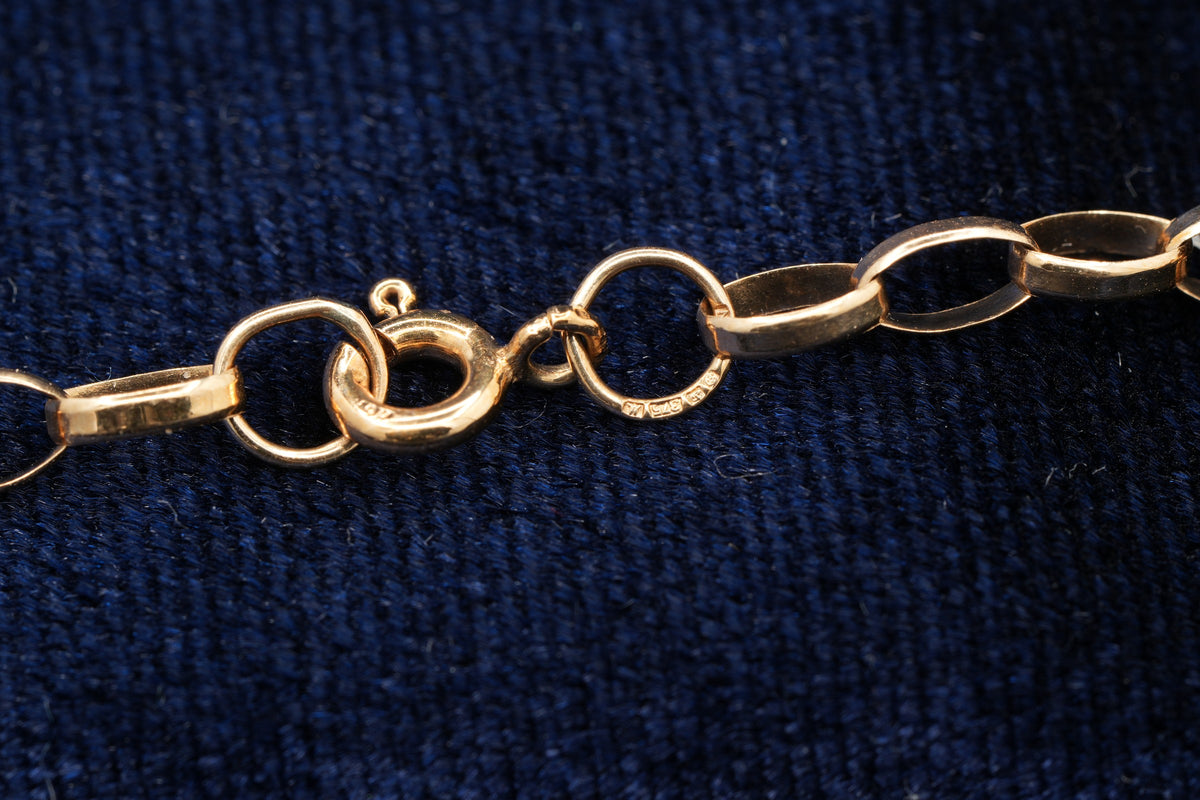 9ct gold belcher chain necklace with hedgehog charm, hallmarked