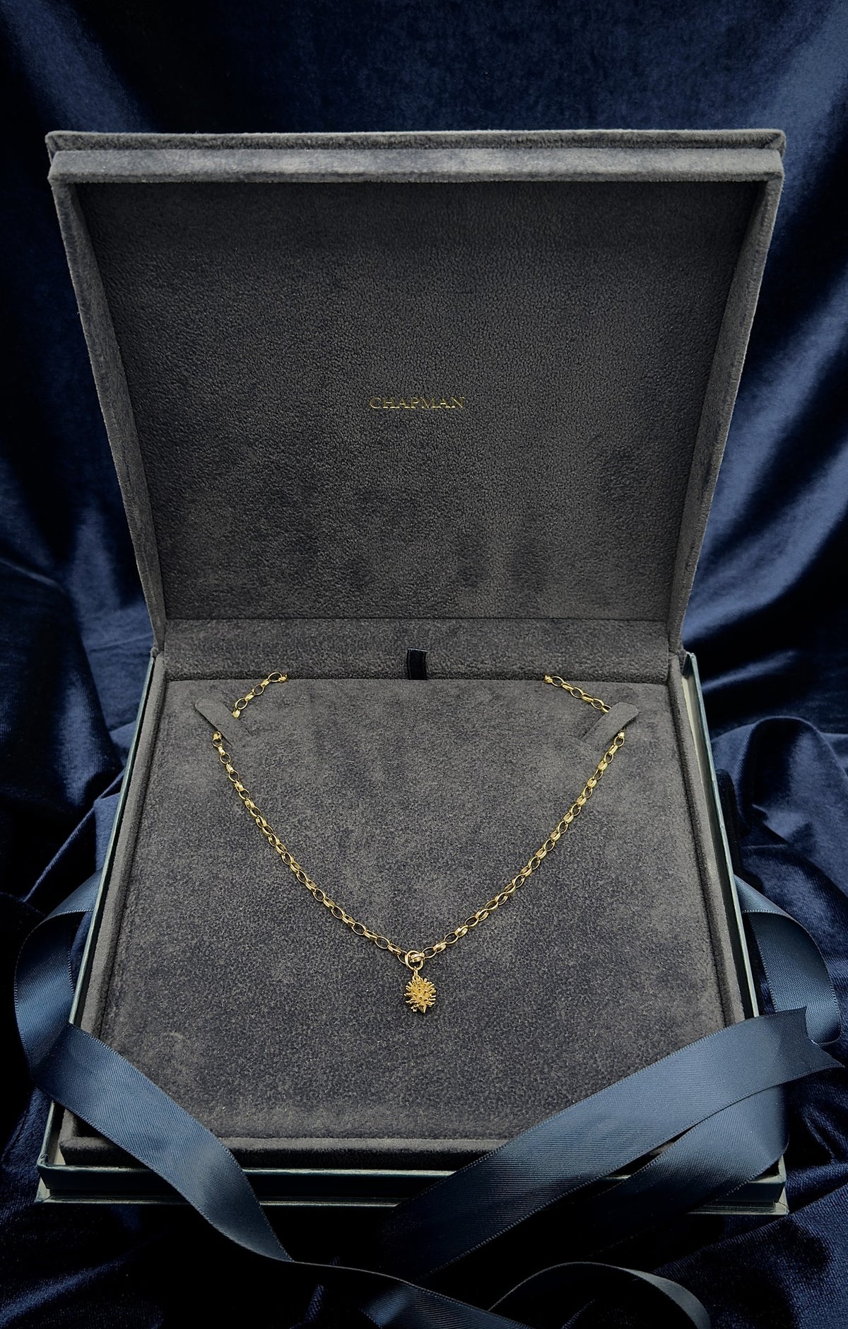 9ct gold belcher chain necklace with hedgehog charm, hallmarked