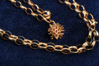 9ct gold belcher chain necklace with hedgehog charm, hallmarked