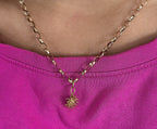9ct gold belcher chain necklace with hedgehog charm, hallmarked