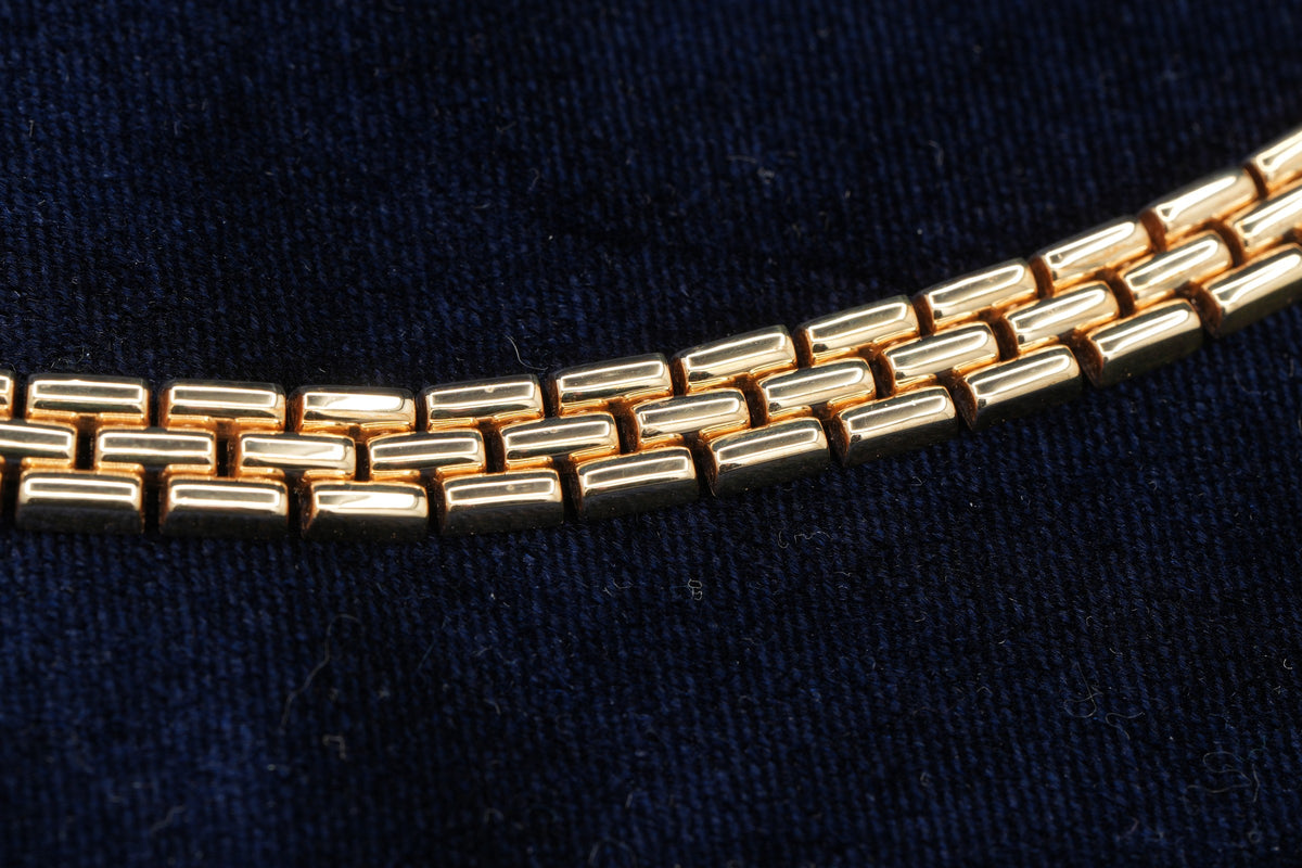 9ct yellow gold Italian brick link bracelet, hallmarked