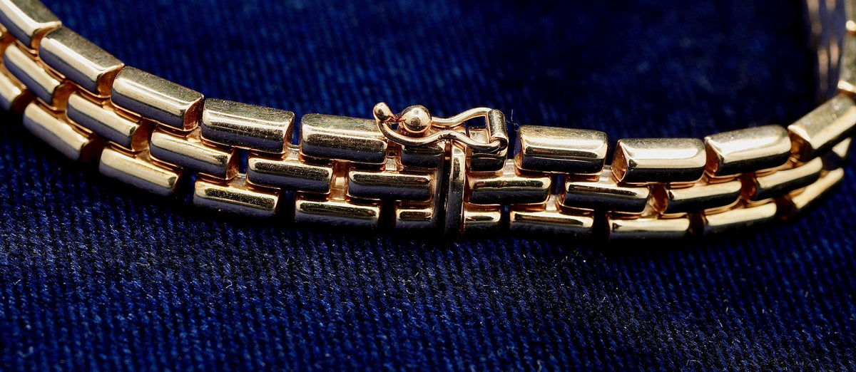 9ct yellow gold Italian brick link bracelet, hallmarked