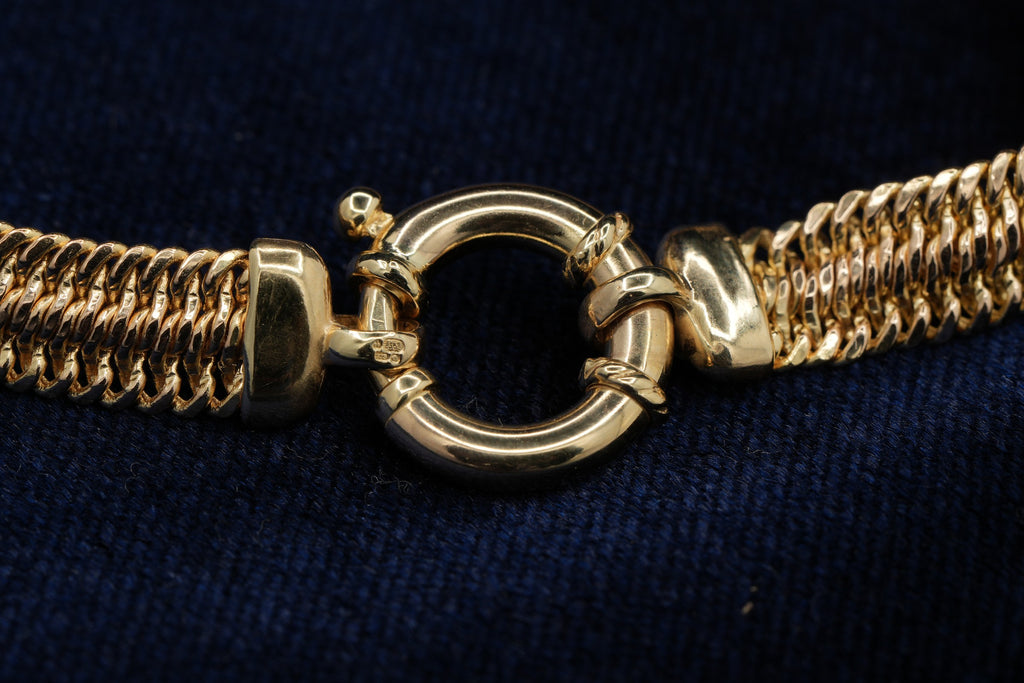 9ct yellow gold open mesh effect bracelet, Sheffield hallmarked
