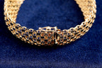 9ct yellow gold open mesh bracelet, hallmarked